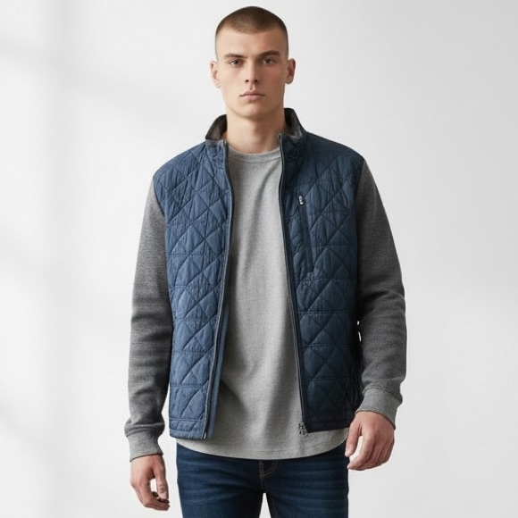 OXFORD Navy and Gray Quilted Jacket - Picture 2 of 9